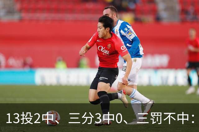 13投2中、三分3中0、三罚不中：7号秀上半场只拿6分